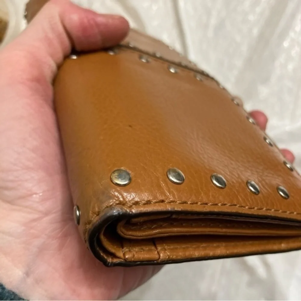 Michael kors brown leather studded wallet